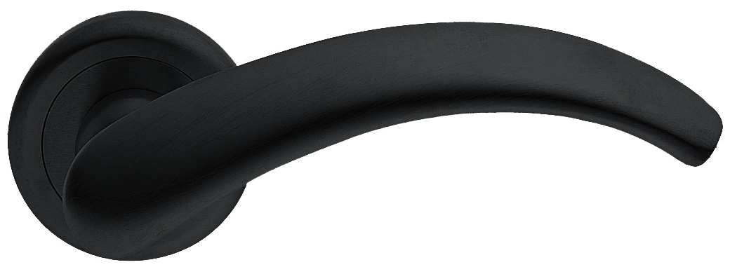 Ручка дверная ARCH R4 NERO раздельная на круглой розетке, цвет - черный фото купить Калининград
