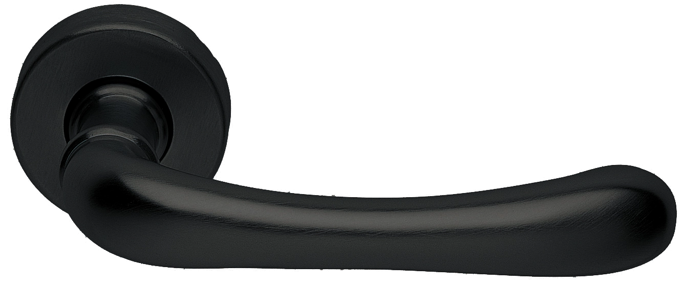 Ручка дверная RING R3-E NERO раздельная на круглой розетке, цвет - черный фото купить Калининград