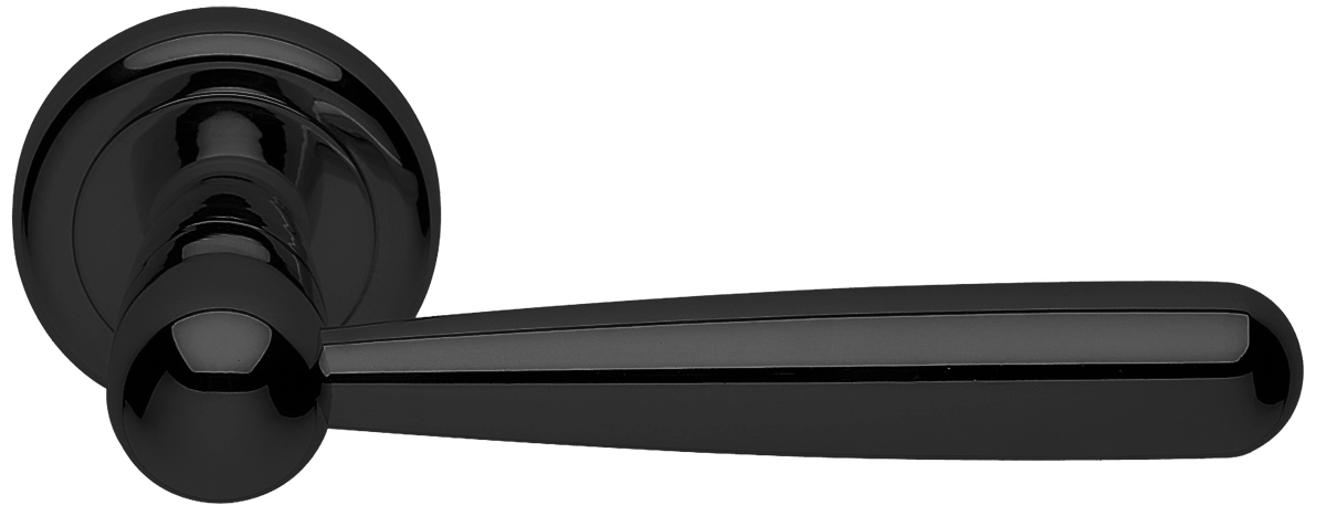Ручка дверная PINOKKIO R4 NERO раздельная на круглой розетке, цвет - черный фото купить Калининград