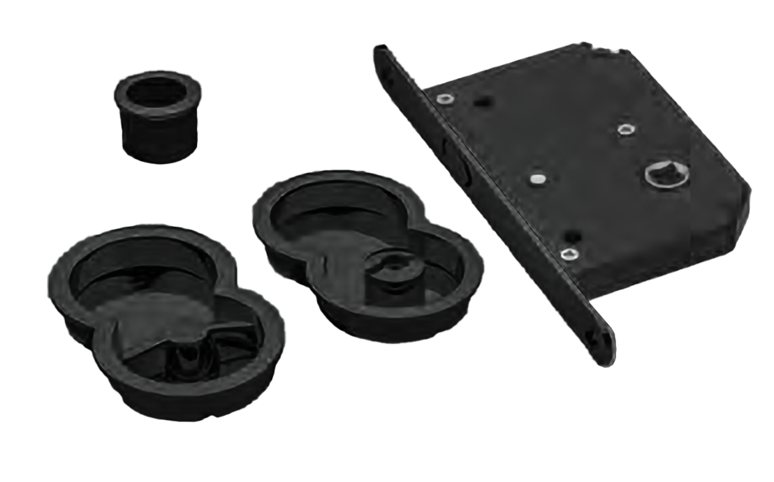 Ручки для раздвижных дверей INFINITY ART.85/B NERO с замком и заверткой, цвет - черный фото купить Калининград