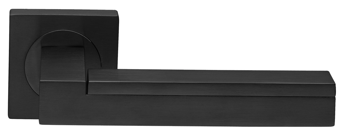 Ручка дверная ISLAND S2 NERO раздельная на квадратной розетке, цвет черный, латунь фото купить в Калининграде