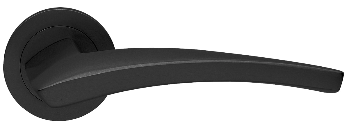 Ручка дверная WIND R2 NERO раздельная на круглой розетке, цвет черный, латунь фото купить в Калининграде