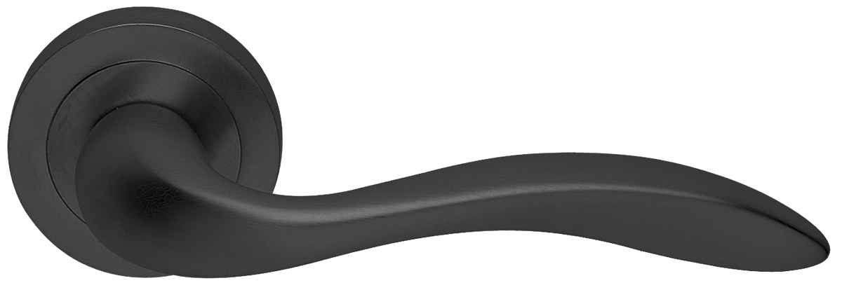 Ручка дверная LEON R2 NERO раздельная на круглой розетке, цвет черный, латунь фото купить в Калининграде