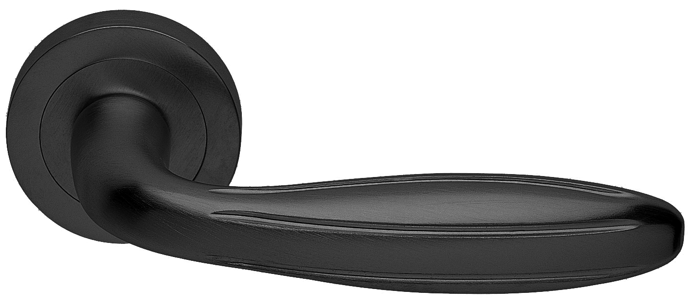 Ручка дверная BUD R2 NERO раздельная на круглой розетке, цвет черный, латунь фото купить в Калининграде