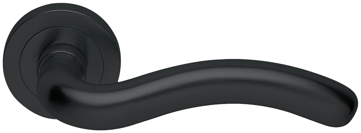 Ручка дверная SNAKE R2 NERO раздельная на круглой розетке, цвет черный, латунь фото купить в Калининграде