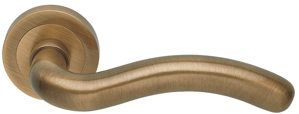 Ручка дверная SNAKE R2 BGO раздельная на круглой розетке, цвет матовая бронза, латунь фото купить в Калининграде