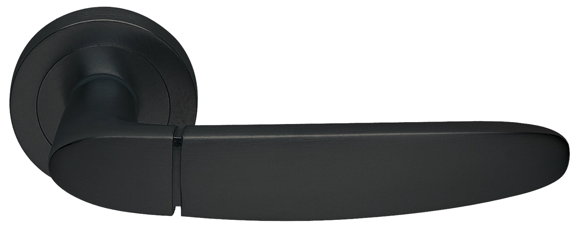 Ручка дверная SAIL R2 NERO раздельная на круглой розетке, цвет черный, латунь фото купить в Калининграде