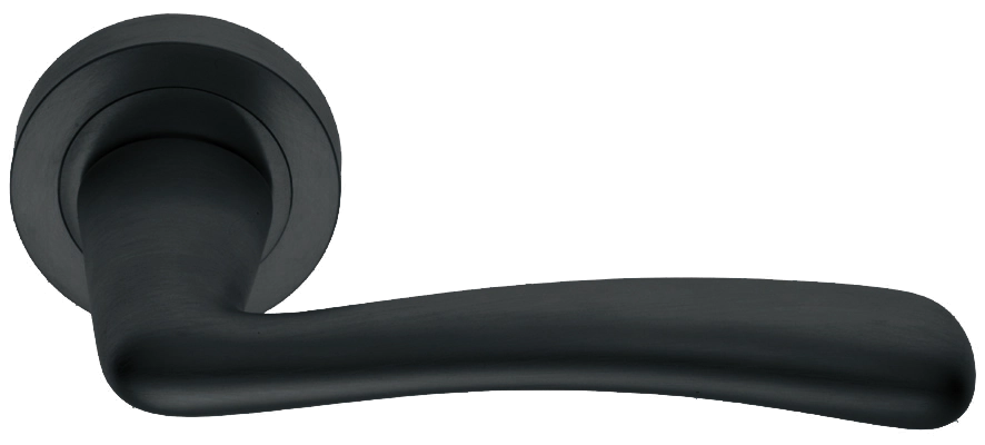 Ручка дверная COCKATOO R2 NERO раздельная на круглой розетке, цвет черный, латунь фото купить в Калининграде