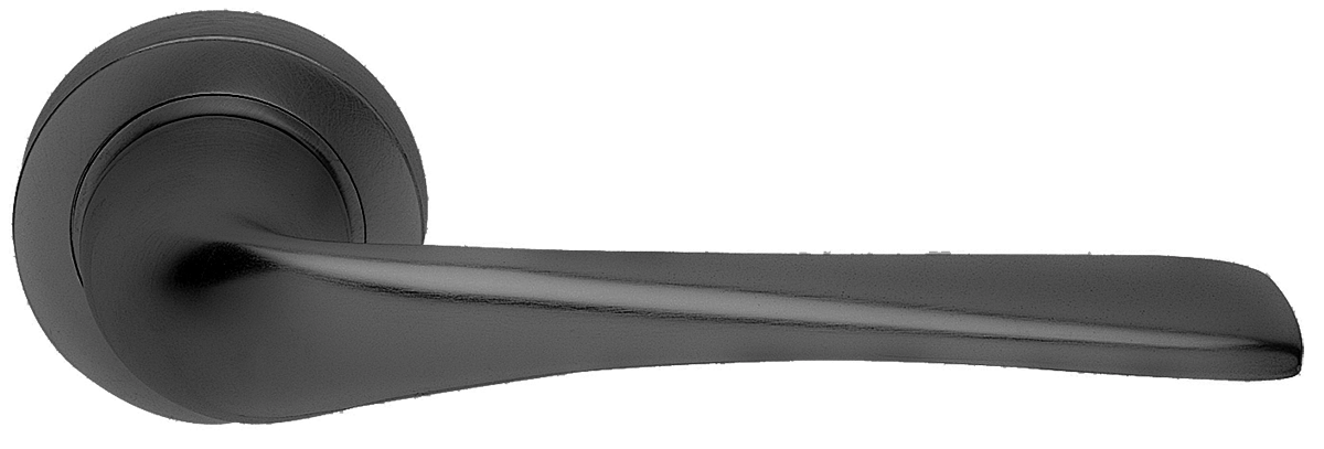 Ручка дверная LE MANS R2 NERO раздельная на круглой розетке, цвет черный, латунь фото купить в Калининграде