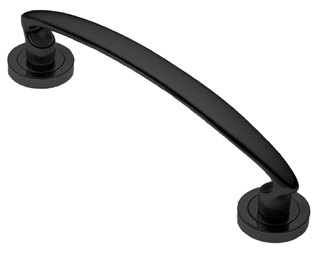 Ручка-скоба дверная FLAMINGO PH NERO на круглой розетке, цвет черный, латунь фото купить в Калининграде