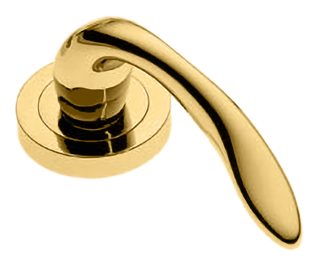 Ручка оконная LEON W1 OTL на прямоугольной розетке, цвет золото, латунь фото купить в Калининграде