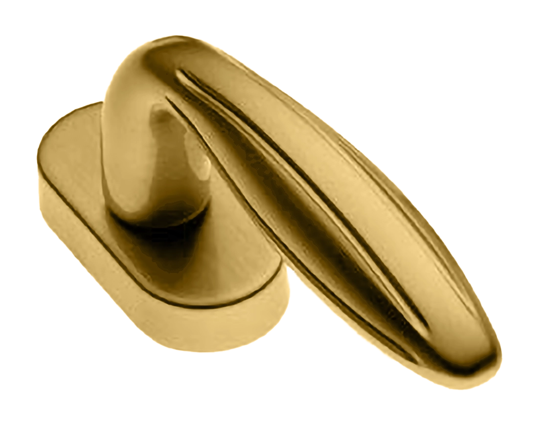 Ручка оконная BUD W1 OSA на прямоугольной розетке, цвет матовое золото, латунь фото купить в Калининграде