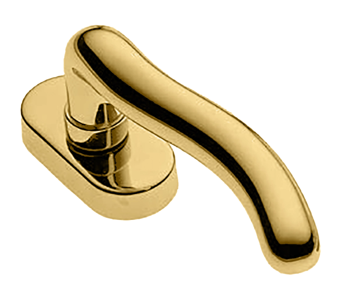 Ручка оконная SNAKE W1 OTL на прямоугольной розетке, цвет золото, латунь фото купить в Калининграде