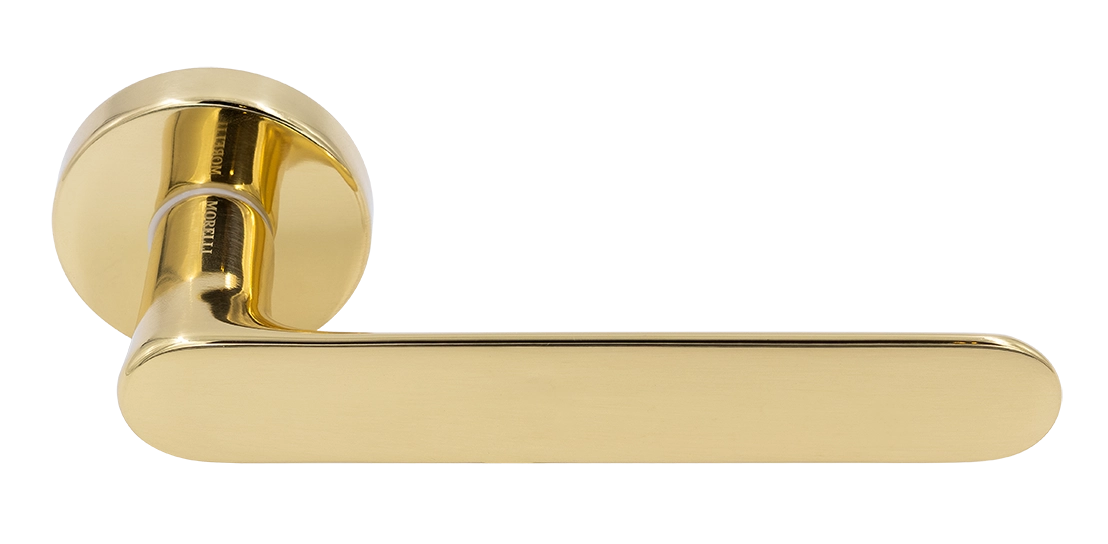Ручка дверная LE BOAT R5 OTL раздельная на круглой розетке, цвет золото, латунь фото купить Калининград