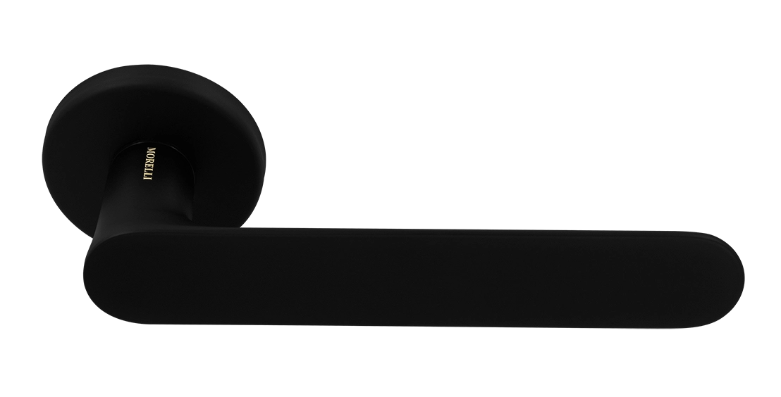 Ручка дверная LE BOAT R5 NERO-ST раздельная на круглой розетке, цвет черный soft-touch, латунь фото купить Калининград