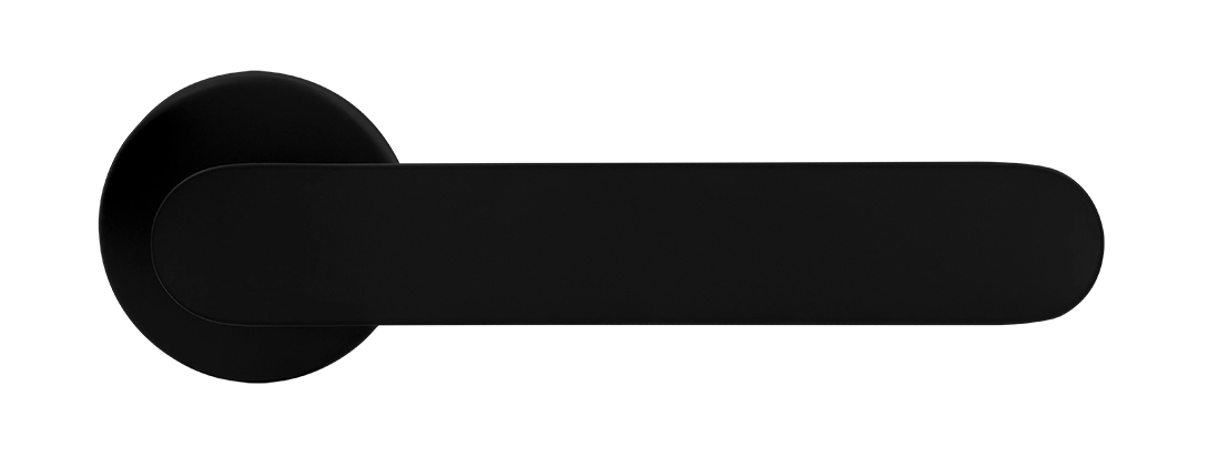 Ручка дверная LE BOAT R5 NERO-ST раздельная на круглой розетке, цвет черный soft-touch, латунь фото купить в Калининграде