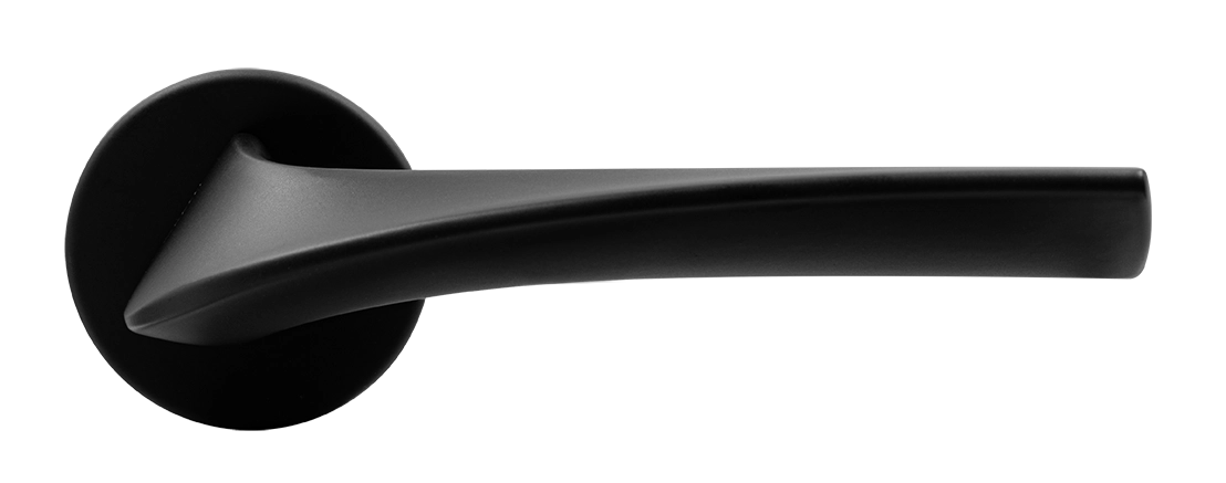 Ручка дверная COMETA R5 NERO-ST на круглой розетке цвет черный soft-touch, ЦАМ фото купить в Калининграде