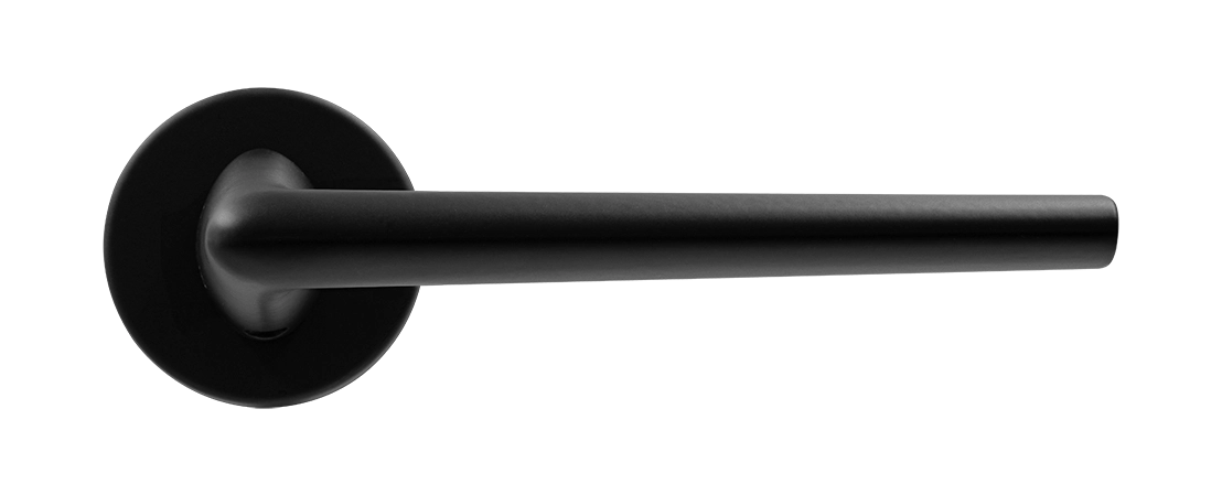 Ручка дверная THE FORCE R5 NERO-ST на круглой розетке, цвет черный soft-touch, ЦАМ фото купить в Калининграде