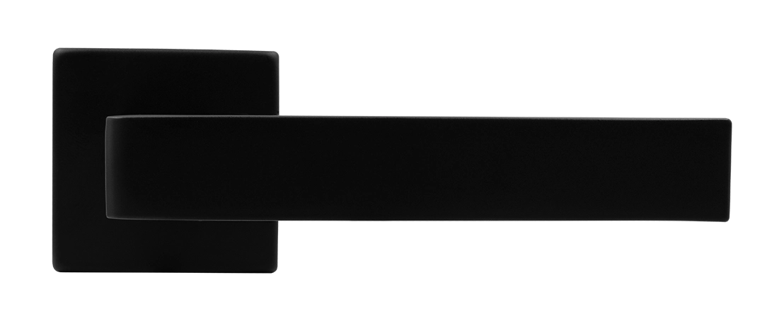 Ручка дверная HORIZONT S5 NERO-ST на квадратной розетке, цвет черный soft-touch, ЦАМ фото купить в Калининграде