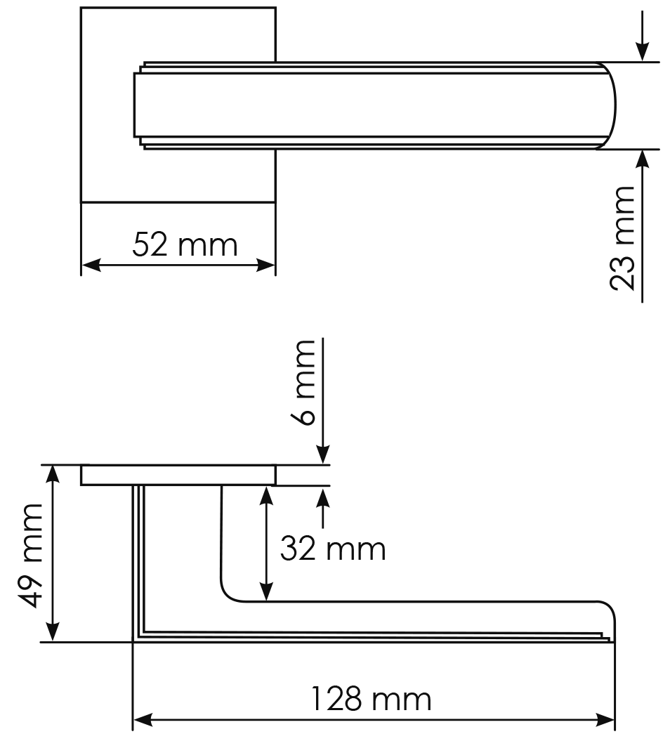 Ручка дверная MH-64-S6 ASC STEPS на квадратной розетке 6 мм, цвет анодированный матовый хром фото фурнитура Калининград