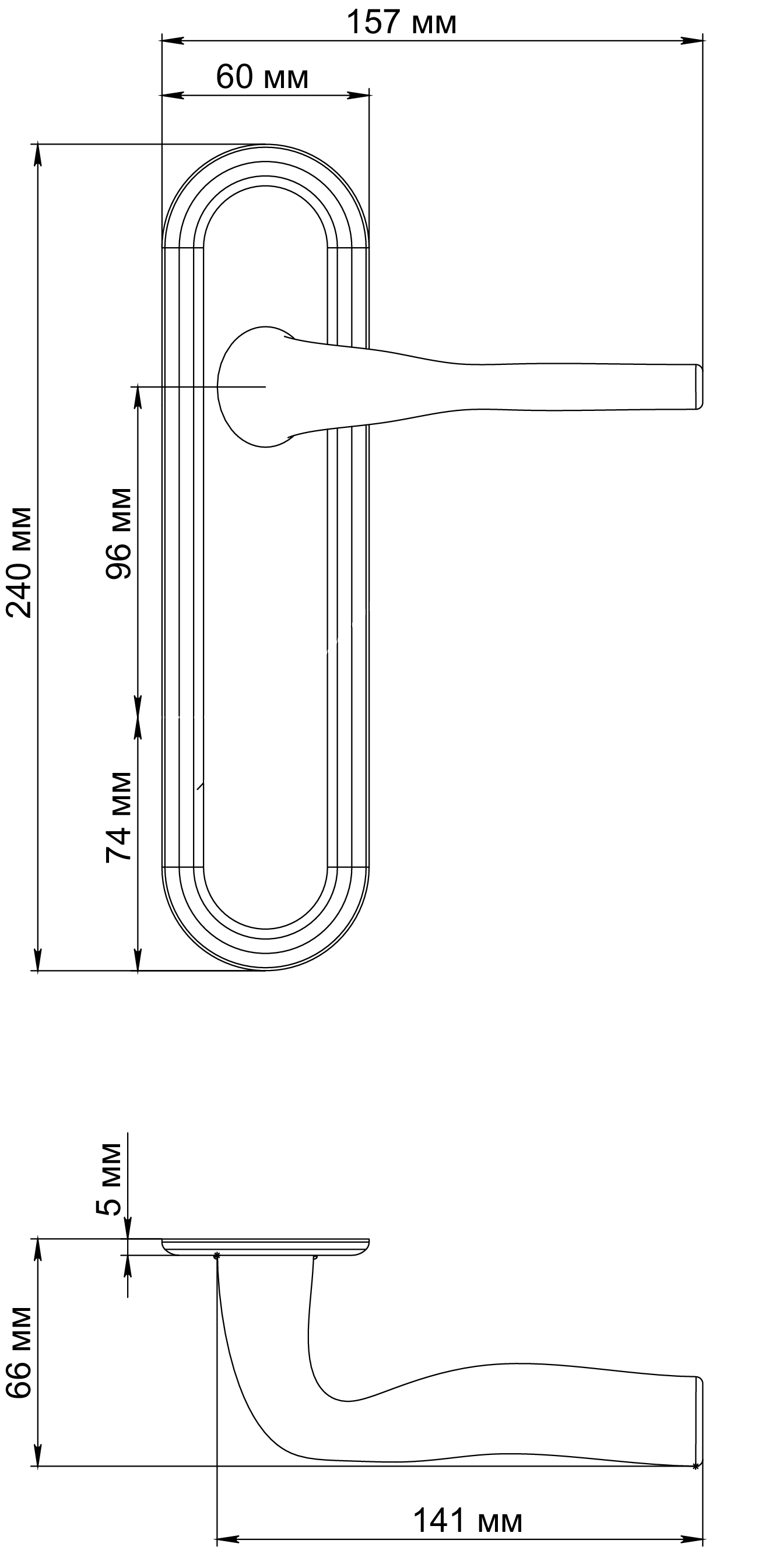 Ручка дверная LVB PLR AH на планке, цвет Осенний мёд/Autumn Honey фото фурнитура Калининград