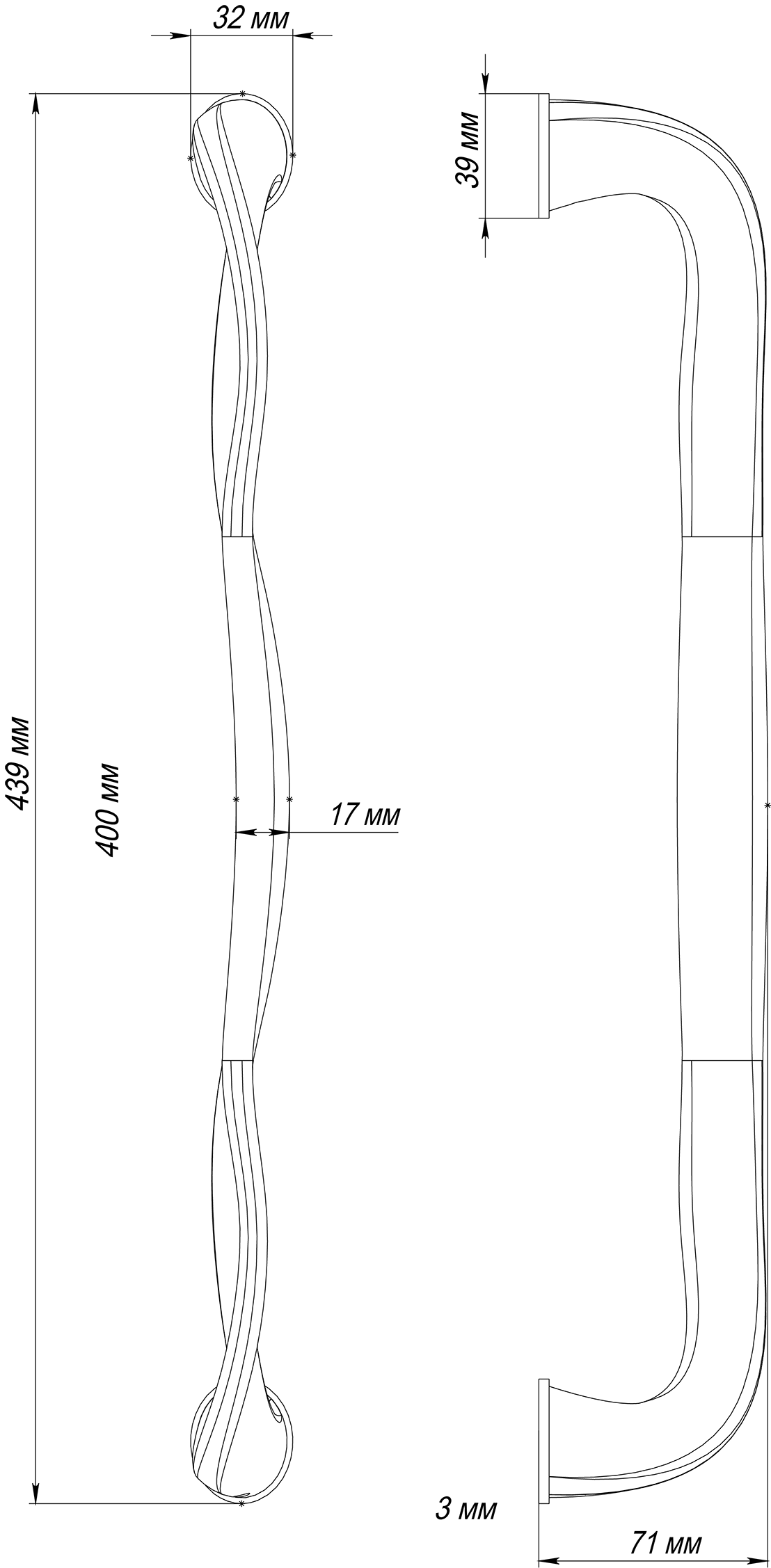 Ручка-скоба SKYSCRAPER PH SST, цвет Летняя гроза/Summer Storm фото купить в Калининграде