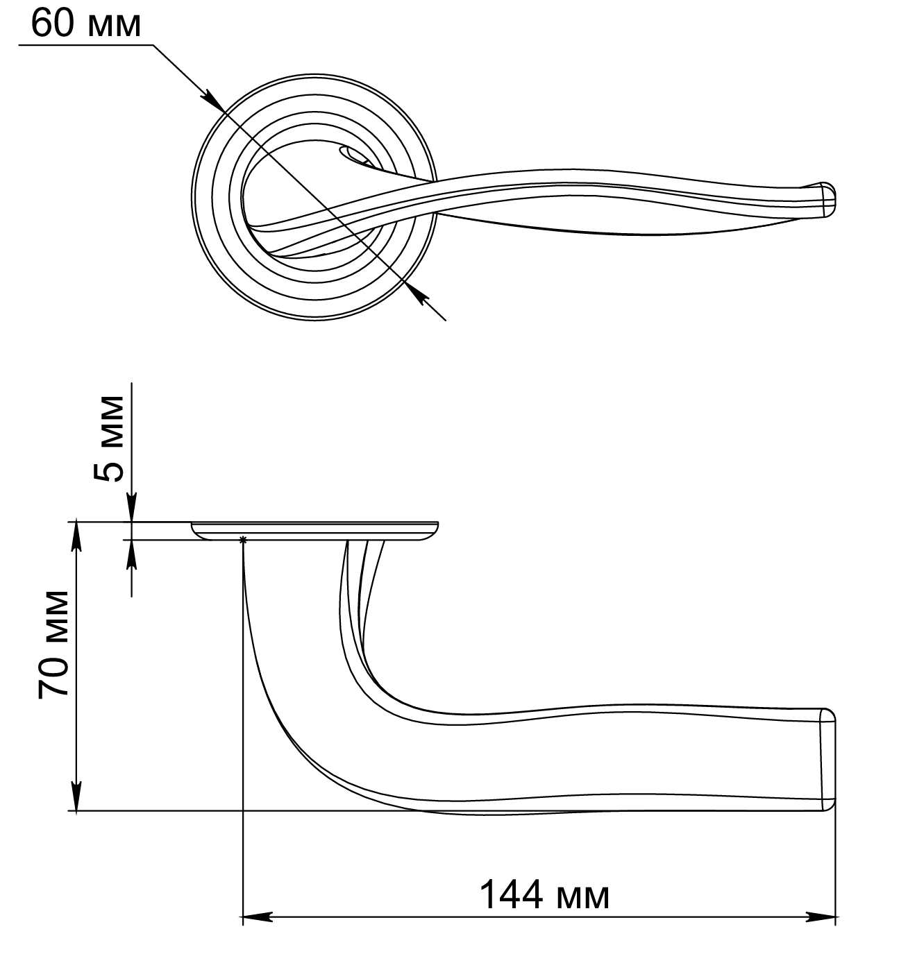 Ручка дверная SKYSCRAPER R7 SSW на круглой розетке, цвет Стокгольмский снегопад/Stockholm Snowfall фото фурнитура Калининград