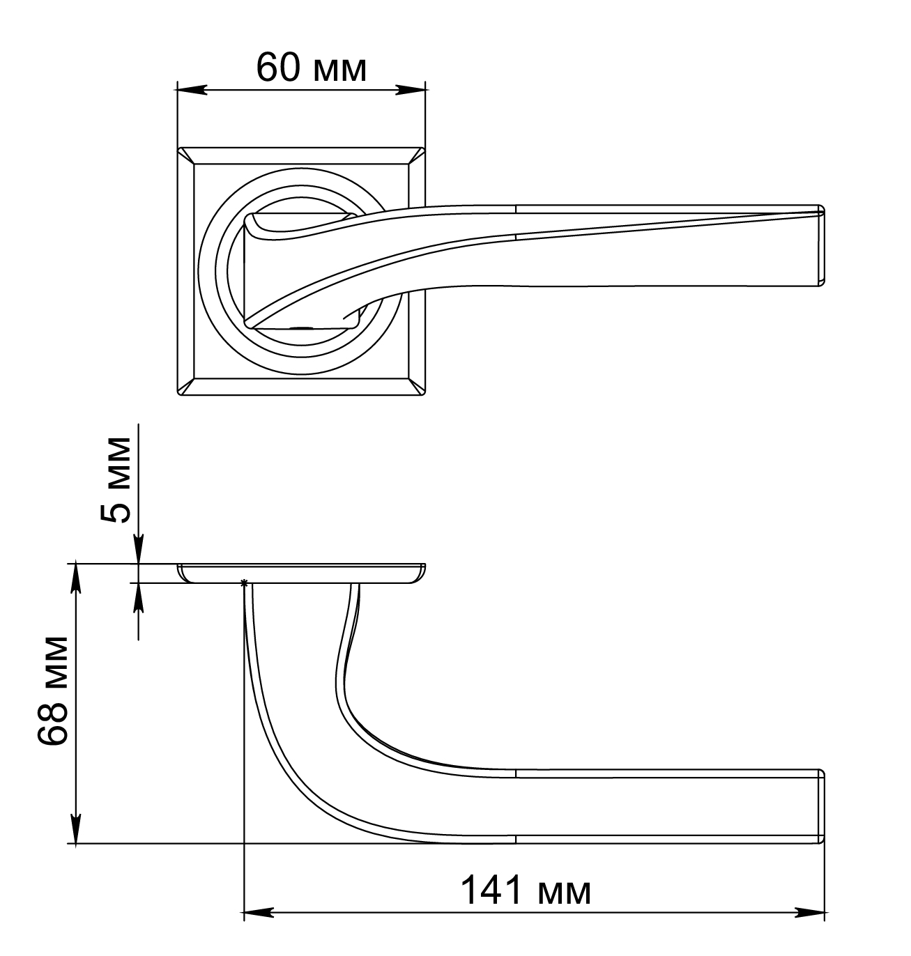 Ручка дверная WD CONCERT HALL S7 WF на квадратной розетке, цвет Зимняя стужа/Winter Frost фото фурнитура Калининград