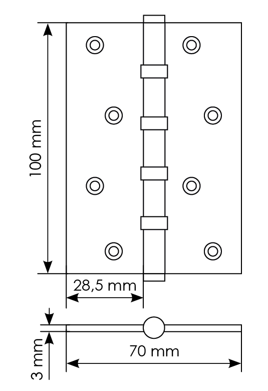 Петля карточная универсальная MBU 100X70X3-4BB COF латунь,врезная,цвет кофе фото купить в Калининграде