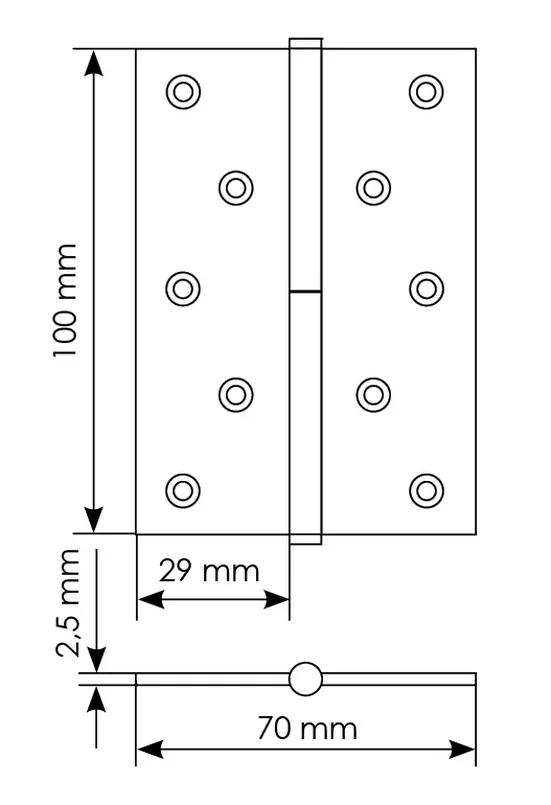 Петля универсальная разъемная MSD 100X70X2.5 AB L стальная левая, врезная, цвет бронза фото купить в Калининграде