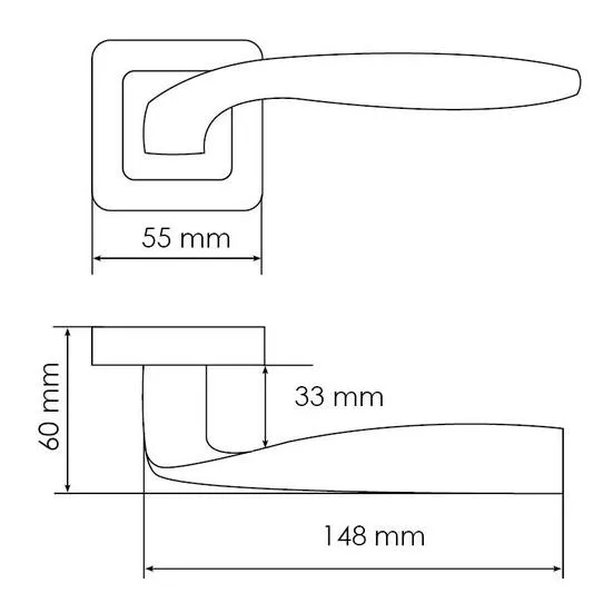 Ручка дверная SHELL MH-45 GR/CP-S55 раздельная на квадратной розетке, цвет графит/хром, ЦАМ Light фото купить в Калининграде