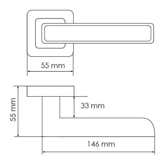 Ручка дверная FLEX MH-44 GR/CP-S55 раздельная на квадратном основании, цвет графит/хром, ЦАМ Light фото купить в Калининграде