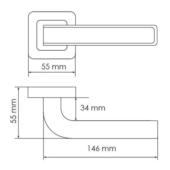 Ручка дверная EON MH-46 GR/CP-S55 раздельная на квадратной розетке, цвет графит/хром, ЦАМ Light фото фурнитура Калининград