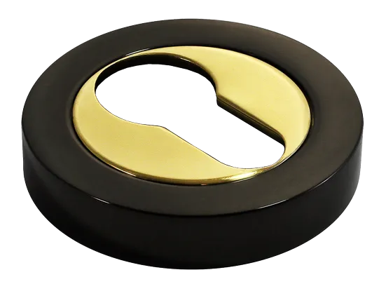 LUX-KH-R2 NNO, накладка на евроцилиндр, цвет - черный хром/золото фото купить Калининград
